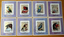 Birds Ajman Manama 1972 Set Of 8 Imperforate Stamp Sheets VFU