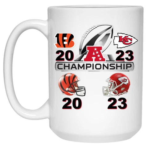 2023 Final Score AFC Champion Kansas City Chiefs White 15oz Ceramic Coffee Mug Cover