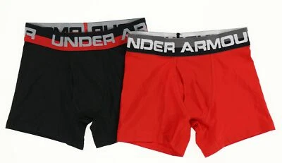 Paquete de 2 calzoncillos boxer Under Armour 240949 para niños negros/rojos talla juvenil pequeños Foto 1 de 2