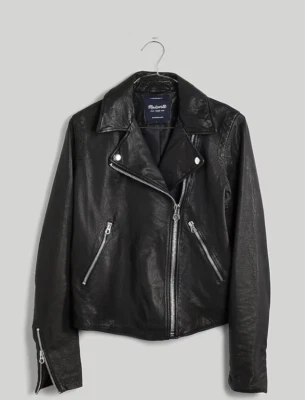 Madewell Womens $525 Washed Leather Motorcycle Jacket Black Size S E0488 - Image 1 of 4