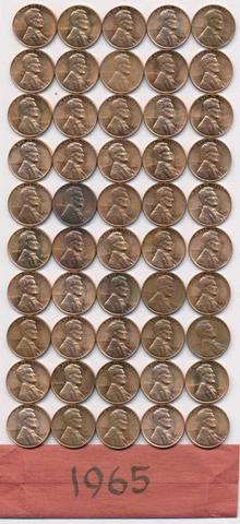 1965 P LINCOLN CENT ROLL 50 COINS Cover