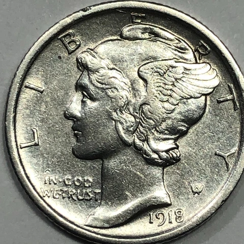 1918   Mercury Silver Dime -  #19737 Cover