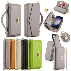 For Samsung Galaxy S24 S23 S22 Detachable Zipper Wallet Crossbody Phone Case - Photo 1 sur 73