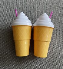 Oversized Giant Plastic Cup Ice Cream Cone Novelty Tumbler with Straw Set of 2