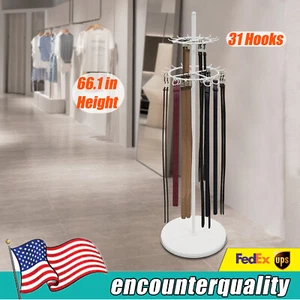 2-tier Tie Rack Floor Mounted Belt Hanger Belt Display Shelf W/31 Hooks USA NEW - Picture 1 of 15