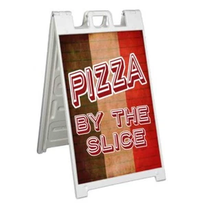 PIZZA AN DER SCHEIBE Signikade 24x36 A Rahmen Kunststoff Gehweg Schild KARNEVAL ESSEN - Bild 1 von 9