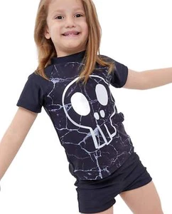 Gottex Kids Silver Skull Short Sleeve Swim Shirt with Matching Swim Short - Picture 1 of 8