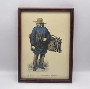 Vintage Le Marchand Dustensiles De Menage Art Print Framed 10 x 7 - Picture 1 of 4