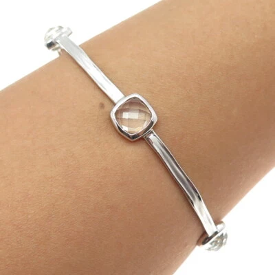 Brazalete Brazalete Estación Cuarzo Transparente Real Plata Esterlina Charles Garnier 7.75" Foto 1 de 4