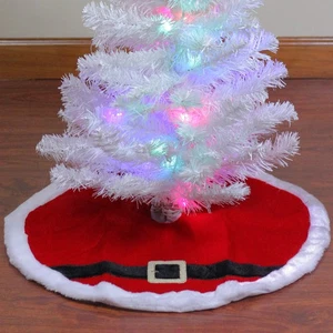 Northlight 20" Rojo Blanco Pana Papá Noel Hebilla Cinturón Mini Árbol de Navidad Falda - Imagen 1 de 3