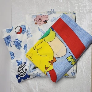 Vintage 90s Nintendo POKEMON 3 piece Twin Sheet Set Bedding Classic Pikachu Ash - Picture 1 of 4