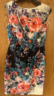 Suzi Chin for Maggy Boutique Floral Ruched Dress Cap Sleeve Size 4 - Image 1 of 4