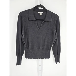 Felpa pullover donna Petite Sophisticate nera manica lunga colletto taglia L - Foto 1 di 4