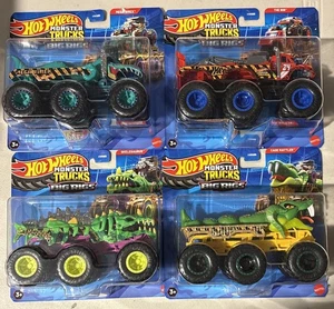 Hot Wheels Monster Trucks Big Rigs Mega Wrex The 909 Cage Rattler Skelesaurus - Imagen 1 de 1