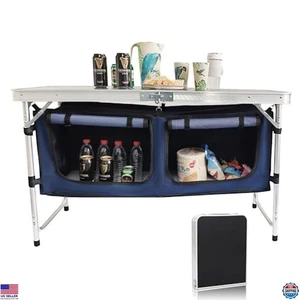 Folding Aluminum Camping Table with Adjustable Legs for Outdoor BBQ & Picnic - Picture 1 of 6