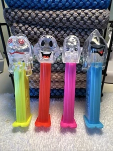 PEZ Halloween Crystal Naughty Neil Happy Henry Slimy Sid Skull 4.9 Set Of 4 - Picture 1 of 24