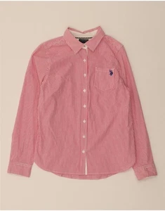U.S. POLO ASSN. Womens Shirt UK 12 Medium Pink Striped Cotton J107 - Picture 1 of 3