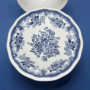 Kensington Balmoral Blue Cereal Bowl Staffordshire England Butterfly Bird Floral - Picture 1 of 3