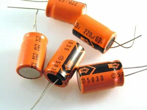 Condensador electrolítico radial Sprague 503D 63v 220uf D15xL25 mm 10 piezas OL0538C - Imagen 1 de 2