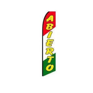 Abierto rot weiß grün Bande Flatterfeder Flagge | 3 Fuß B x 11,5 Fuß hoch - Bild 1 von 3