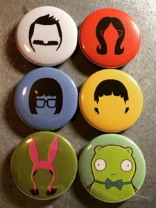 Bob's Burgers Belcher Family Kuchi Kopi Set Of 6 Pinback Buttons Badges 1.5” - Foto 1 di 1