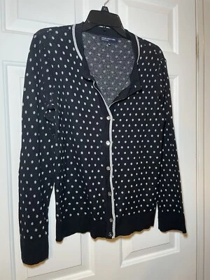 琼斯纽约签名女式黑色开衫大号银色圆点闪耀 — 第 1/4 张图片