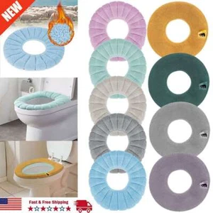 Bathroom Toilet Seat Cover Soft Plush Washable Winter Warmer Mat Pad Cushion US - Picture 1 of 29