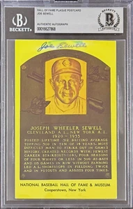 Joe Sewell Signed Autographed Hall of Fame Plaque Postcard Beckett 16627868 - Picture 1 of 2