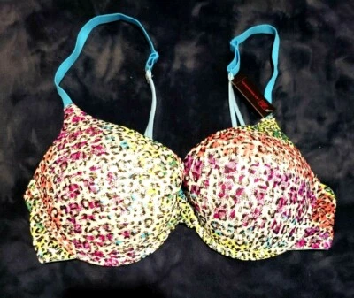 WOW SEXY Y ENCAJE NEÓN MULTICOLOR PUSH UP SUJETADOR ESPALDA DEPORTIVA 32 B. C o D ¡NUEVO! Foto 1 de 4