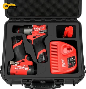 Case for Milwaukee M12 Impact Driver & Drill Set - Waterproof Tool Box with Remo - Picture 1 of 7