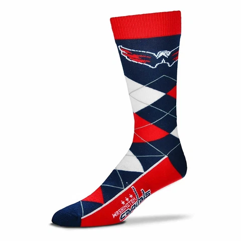 Washington Capitals Hockey Red White & Navy Argyle Lineup Crew Socks Cover