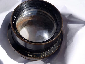 Enorme Latón Carl Zeiss Jena Tessar 3.5/16.5cm 165mm Rápido Gran Formato PARA REPARACIÓN - Imagen 1 de 15
