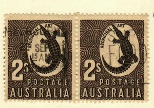 Australia #212 used Aboriginal Art crocodile pair (2 stamps) - Picture 1 of 1