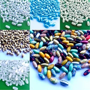 200pcs Rice Pearl 8mmx4mm Acrylic Beads for Jewellery and Sewing Craft - Picture 1 of 25