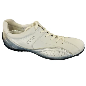 Ecco Womens Charm Tie Sneakers Walking White Silver Shoes Size 39 US 8-8.5 - Picture 1 of 15