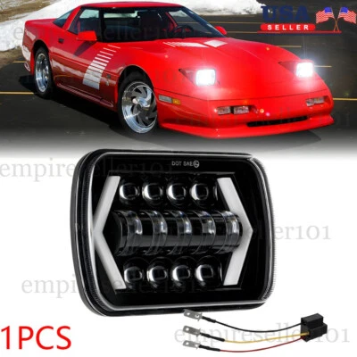 For Chevy Corvette C4 1984-1996 Black 5X7/7X6" LED Headlight H4 Hi/Lo Beam Bulb - Image 1 of 4