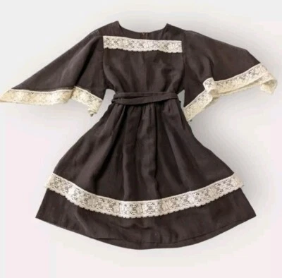 American Vintage Años 70 Marrón Kim Originales Niña Marrón Cottage Boho... Foto 1 de 4