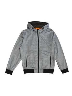 Chaqueta deportiva con capucha gris XL Tallia para hombre con patrón de rejilla cremallera completa Foto 1 de 2