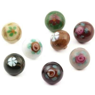 Lot (8) Victorian antique Czech micro lampwork millefiori dimi glass buttons - Image 1 of 3