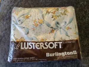 Burlington Lustersoft Queen Size Fitted Sheet Floral NOS - Picture 1 of 5