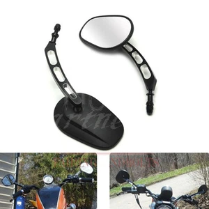 Black Edge Cut Rearview Mirror For Harley Sportster Softail Touring Dyna Glide - Imagen 1 de 8