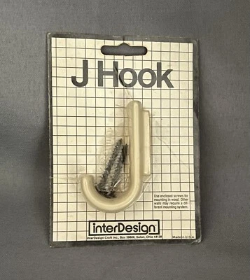 Gancho Vintage InterDesign Single 'J' • Beige Arena • Hecho en EE. UU. • NUEVO Foto 1 de 4