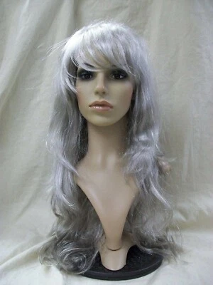 Peluca larga gris ángel caído princesa de hielo fantasma espíritu hechicera reina de las nieves bruja Foto 1 de 4