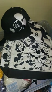 Disney Artist Series Mickey Mouse Backpack and Hat Retro Black White Deb Salles - Picture 1 of 7