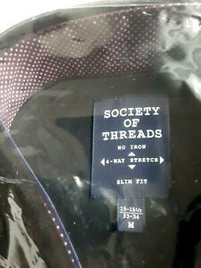 60 $ Society of Threads slim fit męska koszula zapinana na guziki długi rękaw czarna 45 $