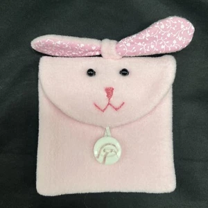 Handmade Bunny Pouch Purse Easter Gift Pink Girls Artisan Crafted S95 - Picture 1 of 6