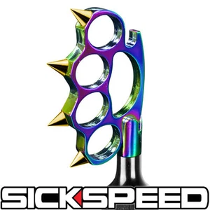NEO-CHROME/24K GOLD SPIKED SHIFT KNOB FOR MANUAL GEAR KNUCKLE BUSTER 12X1.25 K15 - Picture 1 of 1
