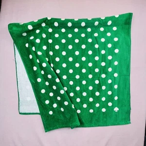 Kate Spade New York Towel Green White Polka Dot Bath Sheet 100% Cotton 34.5 x 31 - Picture 1 of 8