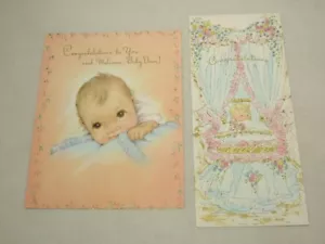 Vintage Glückwunschkarte Neu Baby Grußkarte unbenutzt *ohne Umschläge* - Bild 1 von 6
