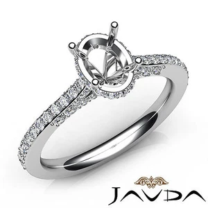 Anillo de compromiso de diamantes con montura de pavé de corte ovalado de oro blanco de 14 k de 0,65 quilates - Imagen 1 de 7